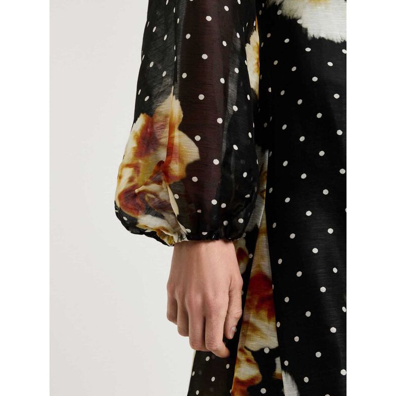 Veronika Maine Linen Silk Spot Floral Midi Dress image number 2